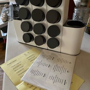 Magnetic Spice Rack Organizer with Black Lids - Prepdeck Chef Caddy Spice Rack